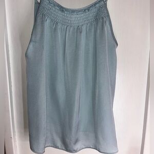 Anthropologie Light Blue Silk Tank with Scrunched neckline Size M